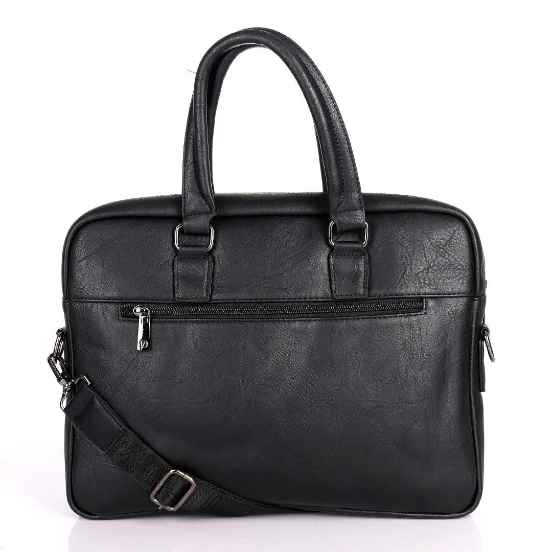 Videng King 2.0 Men's Authentic Leather Laptop Bag- Black