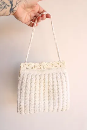 Vintage 1920 White Bag Purse Celluloid Clasp