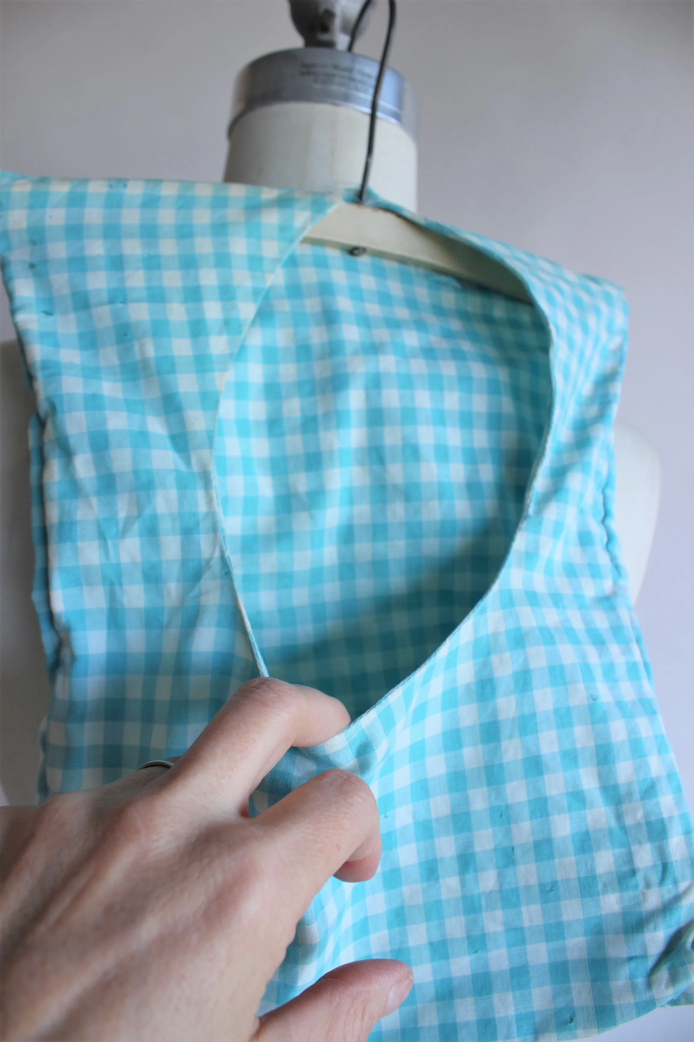 Vintage 1950s Gingham Clothespin Bag