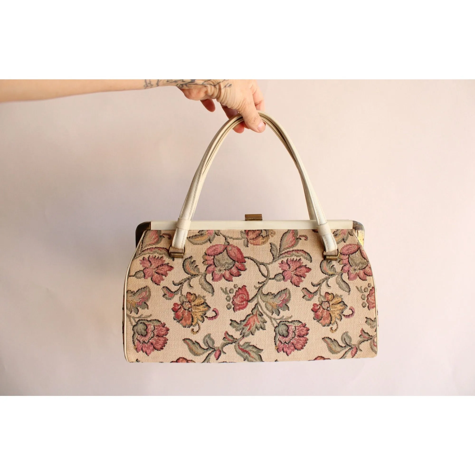 Vintage 1960s Verdi Floral Pattern Tapestry Bag