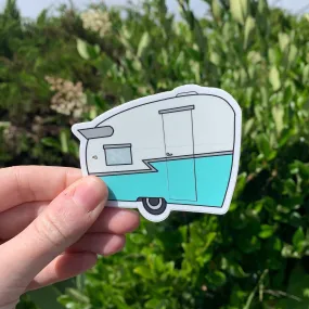 Vintage Trailer Sticker/Magnet - 1960's Turquoise Blue Shasta Travel Trailer Glamper - Vinyl - Dishwasher Safe - Waterproof  - Camping Decor