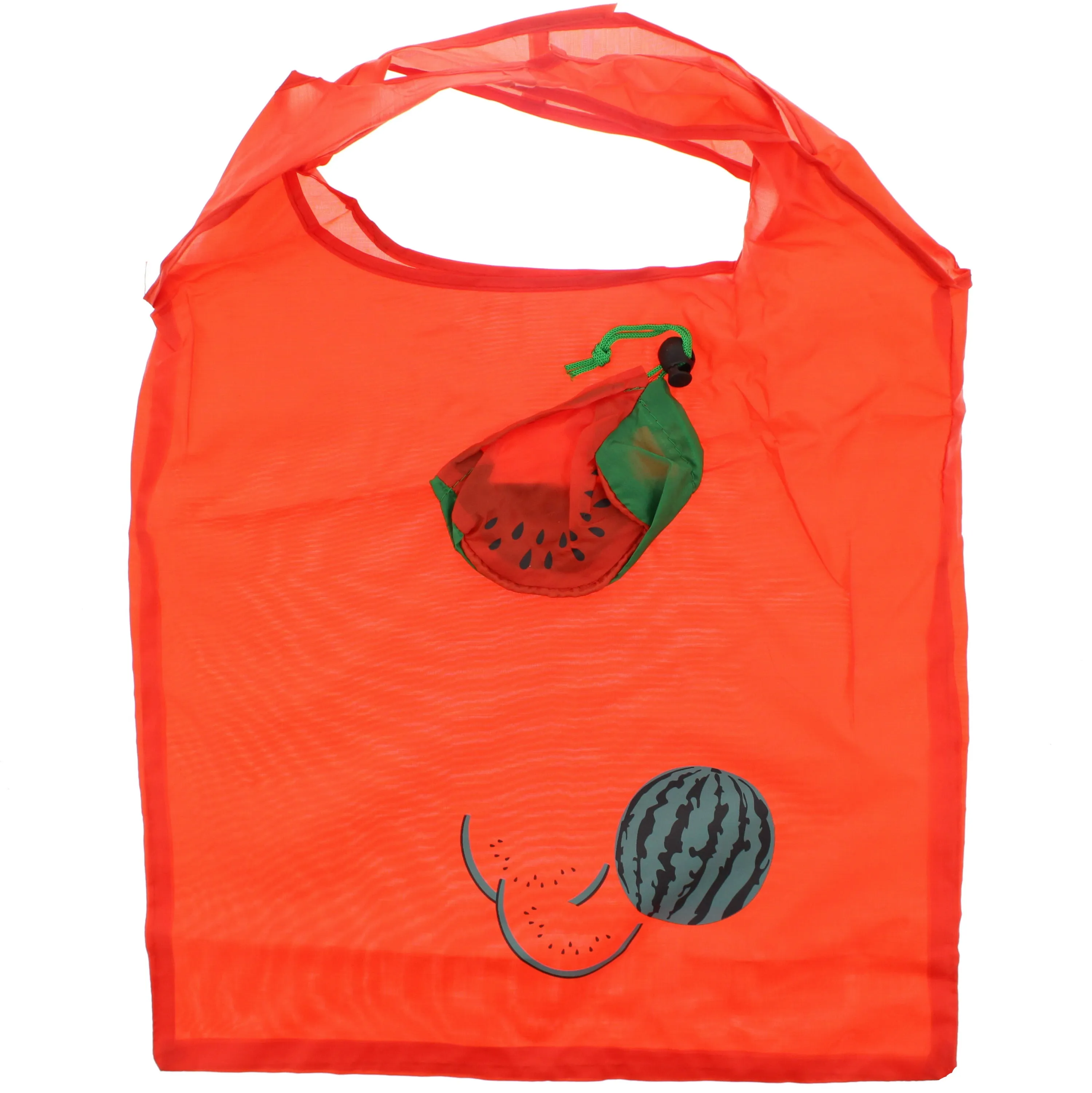 Watermelon Themed Shopping Bag in a Draw String Pouch