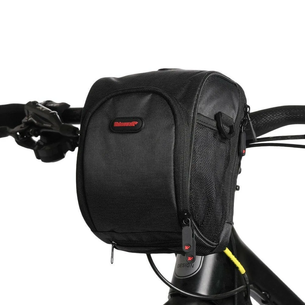 Waterproof Bicycle Handlebar Bag Front Bag Bike Cycling Cellphone Holder Bag Pannier Shoulder Bag with Rain Cover and Earphone Jack