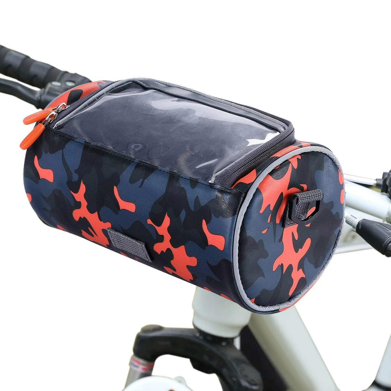 Waterproof Bike Handlebar Bag Bicycle Front Bag Camouflage Touchscreen Phone Holder Bag Pack Shoulder Bag MTB Cycling Storage Bag Pannier