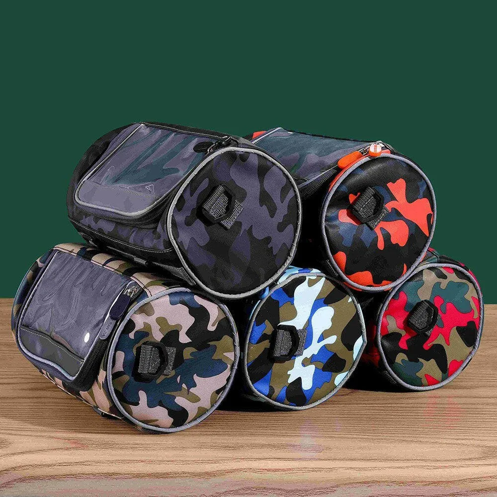 Waterproof Bike Handlebar Bag Bicycle Front Bag Camouflage Touchscreen Phone Holder Bag Pack Shoulder Bag MTB Cycling Storage Bag Pannier