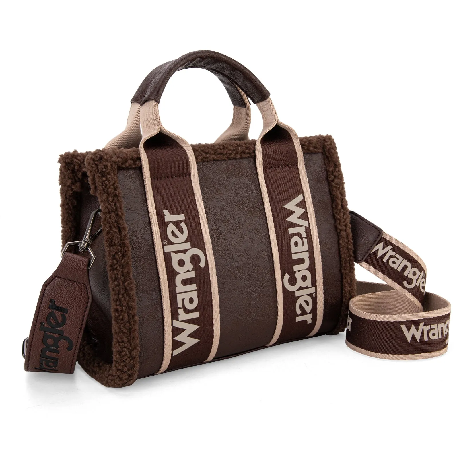 WG181-8120S  Wrangler Sherpa Small Canvas Tote/Crossbody - Coffee