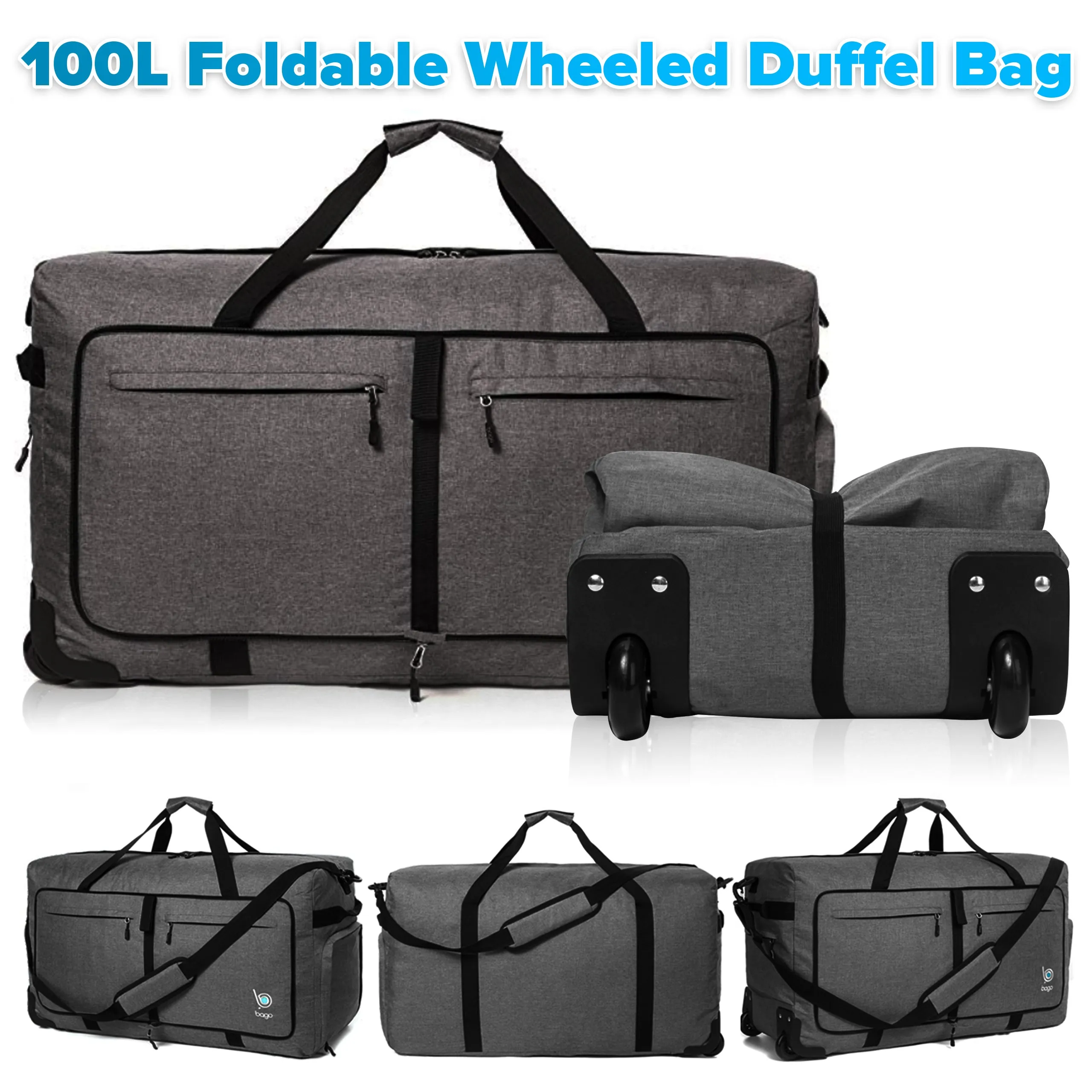 Wheeled Duffle Bag Luggage - 100L Large Rolling Duffel Bag 30 inch Folding Duffle Bag