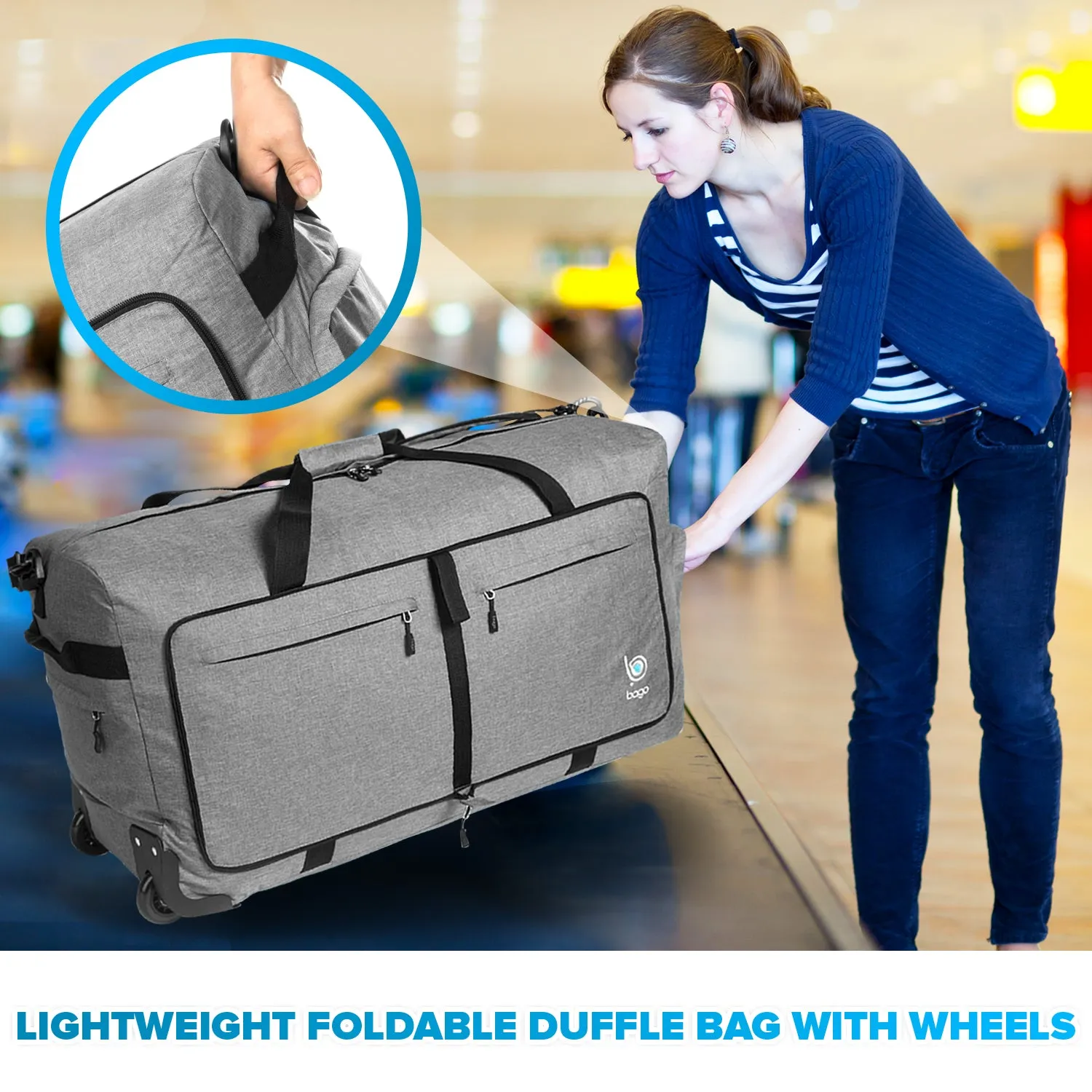 Wheeled Duffle Bag Luggage - 100L Large Rolling Duffel Bag 30 inch Folding Duffle Bag