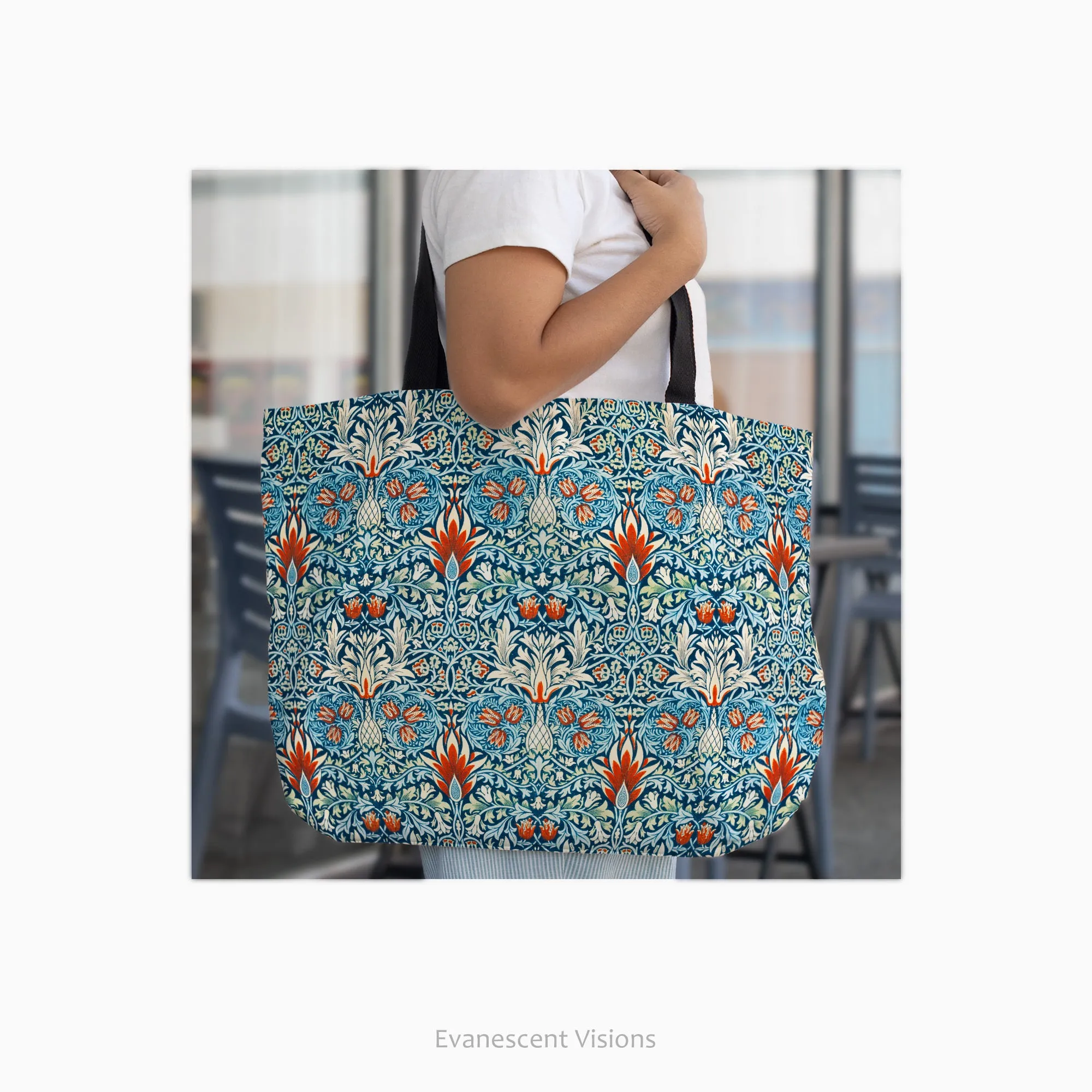 William Morris Patterned Large Canvas Art Tote Bag, Shopping Bag