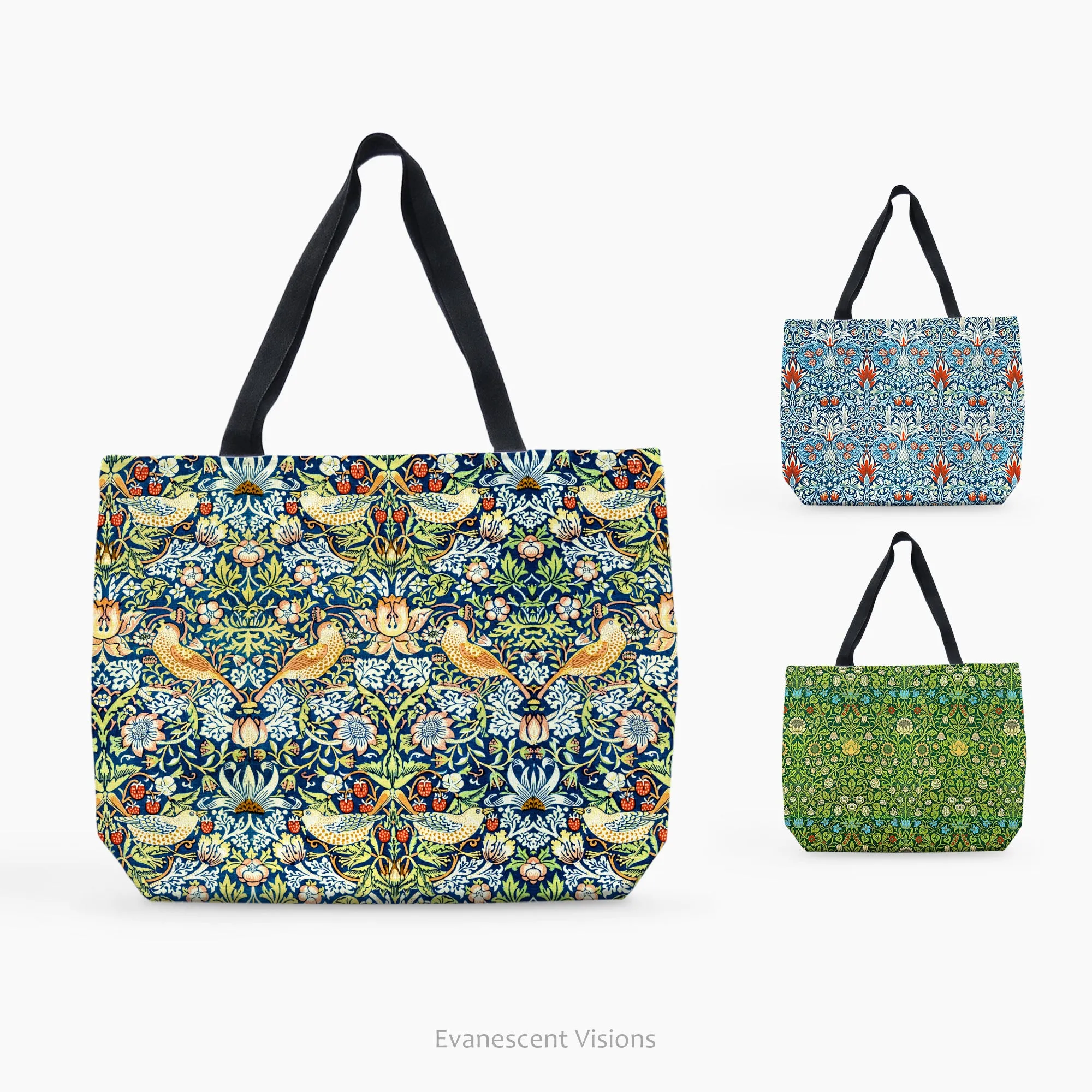 William Morris Patterned Large Canvas Art Tote Bag, Shopping Bag