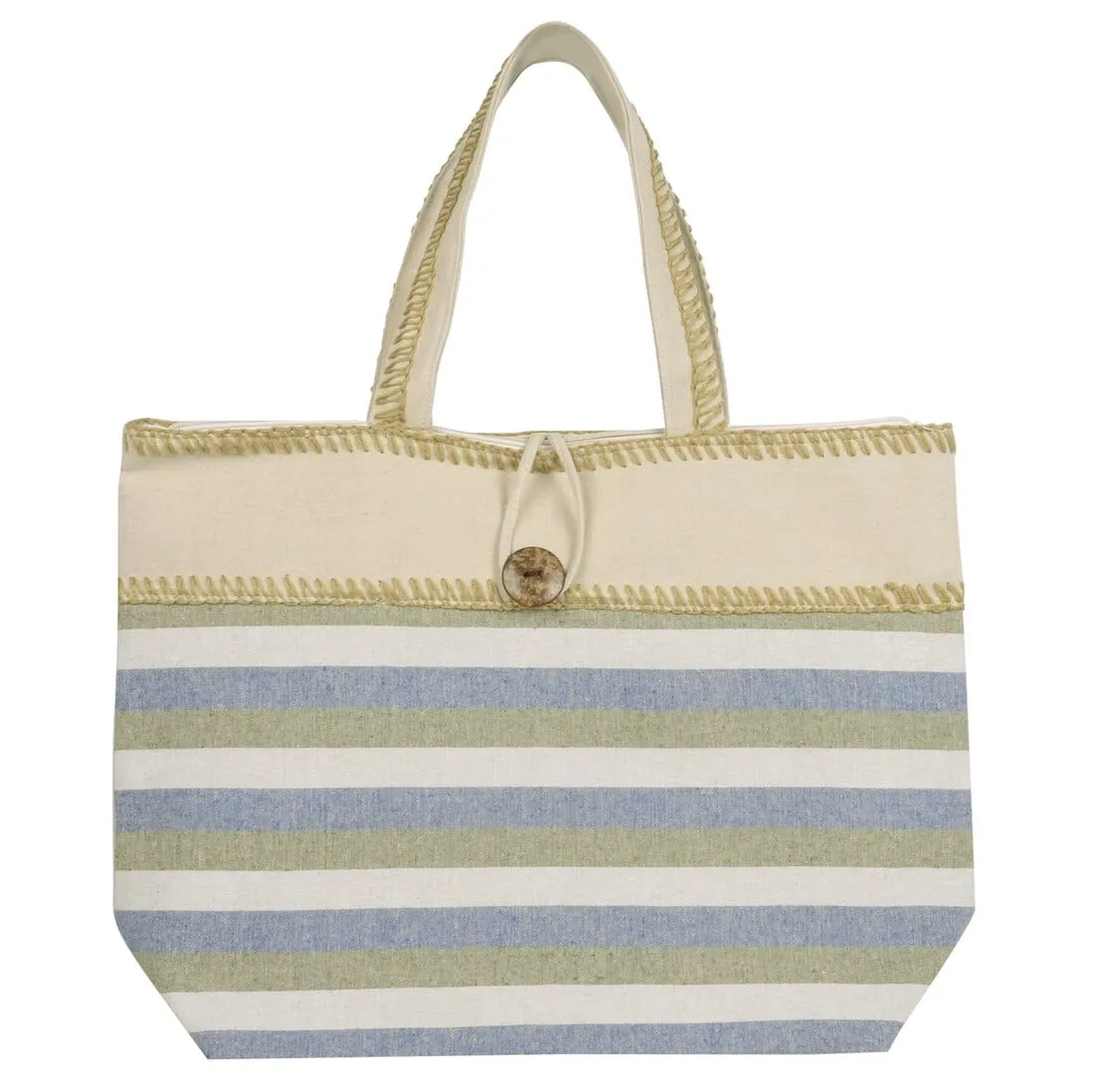 Womens Narrow Stripes Canvas Beach Shopping Shoulder Bag