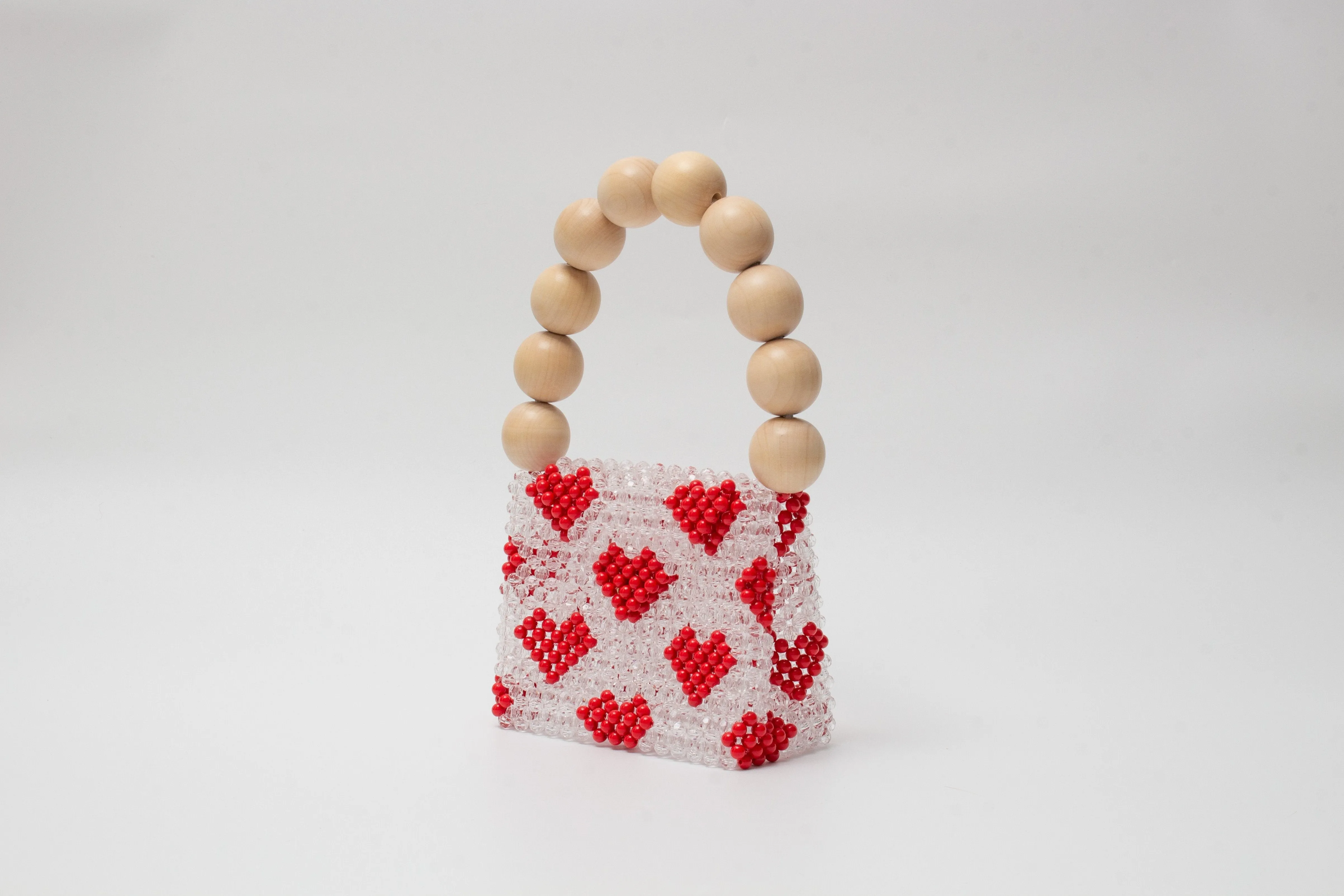 wood ball hand bag（heart red）