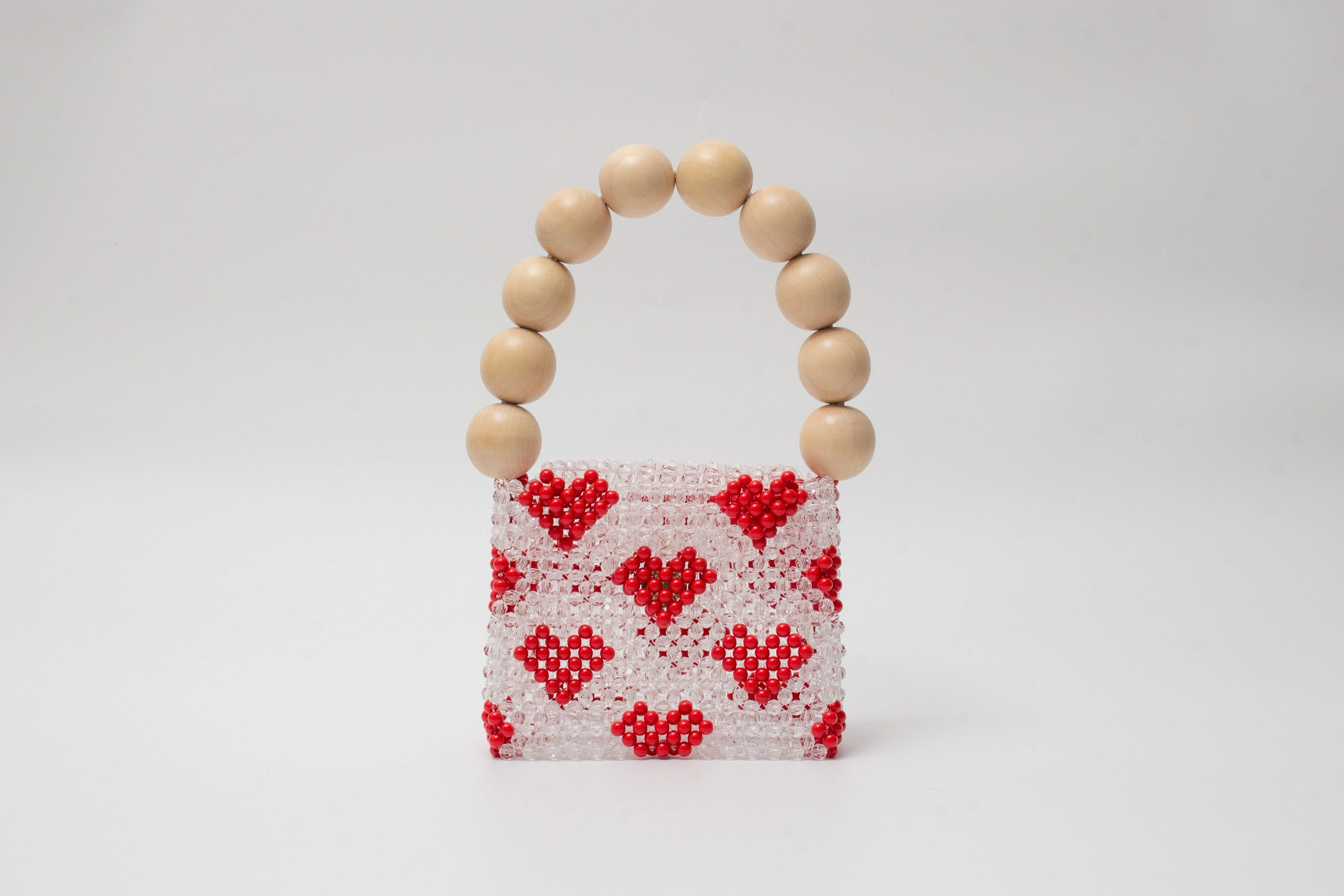 wood ball hand bag（heart red）