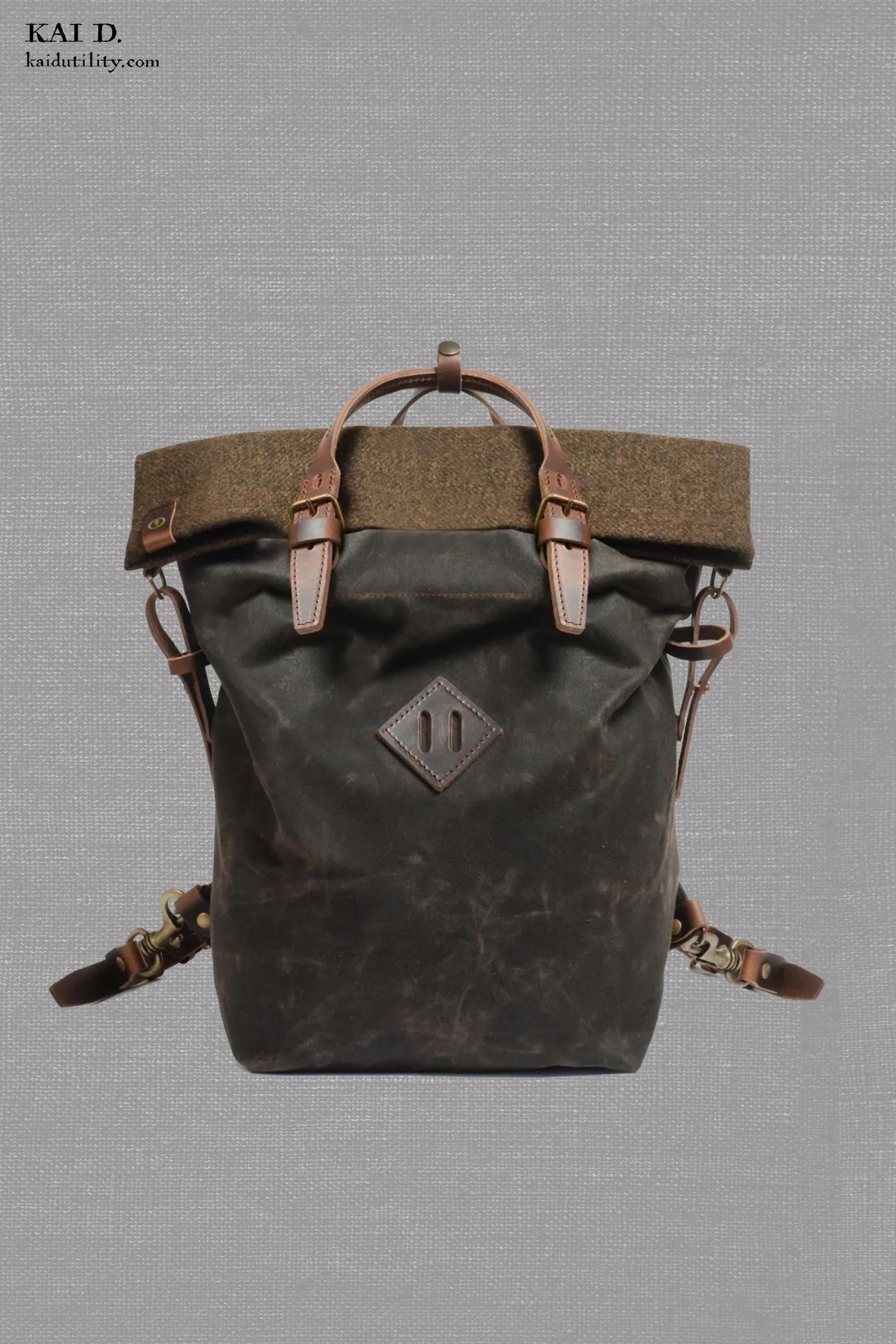 Woody Backpack S - Khaki Waxed / Tweed