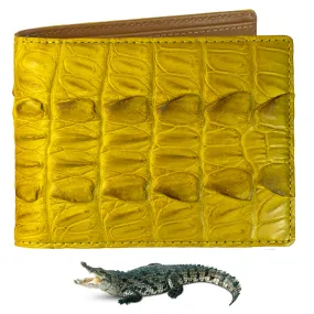 Yellow Alligator Tail Leather Bifold Wallet For Men | Handmade Crocodile Wallet RFID Blocking | VINAM-109